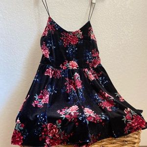 Divided Velvet Floral Romper